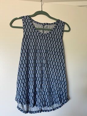 GAP Navy and White Ikat-Pattern Tank Top